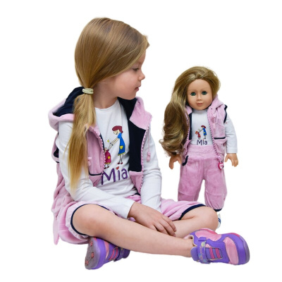 Спортивный комплект Mia розовый велюр (жилет с капюшоном и бриджи)