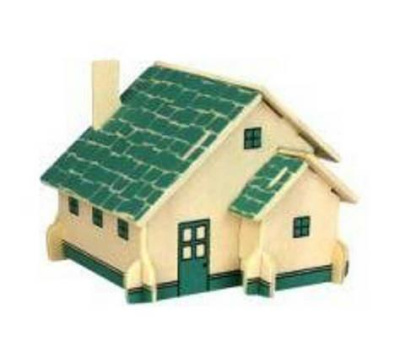 Сборная деревянная модель «Европейский дом» зелёный