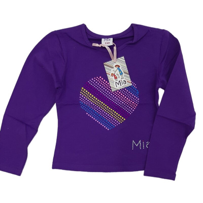 Комплект Mia: лонгслив фиолетовый с сердцем и юбка с оборками