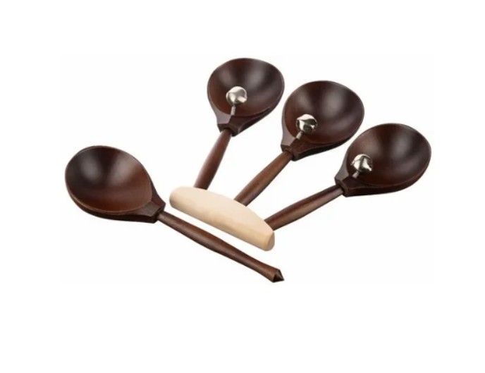 Русский народный музыкальный инструмент «Ложка веерная тонированная, с бубенцом», ТМ «Мастерская Сереброва»