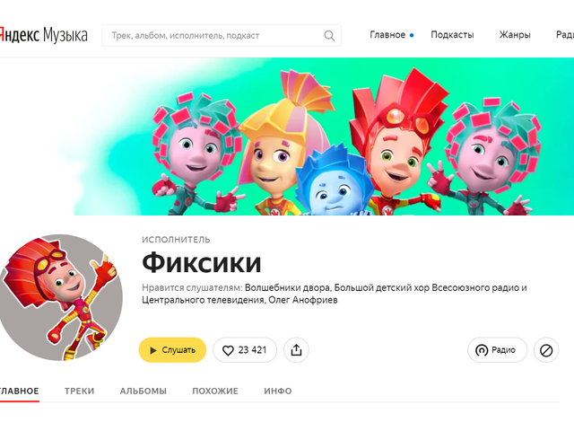 «Фиксики» возглавили детский рейтинг 2020 года Яндекс.Музыки