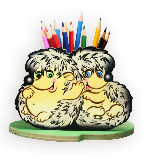 Деревянная карандашница «Ежата»