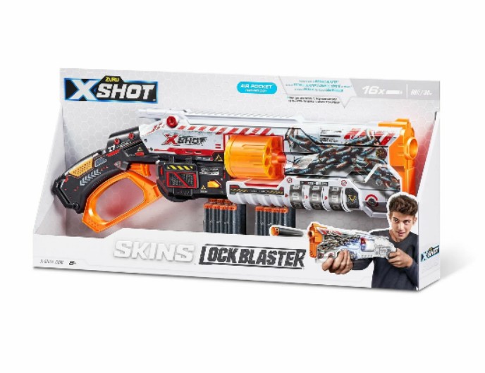 Большой бластер с мягкими пулями X-SHOT Skins Lock Blaster, бренд Zuru