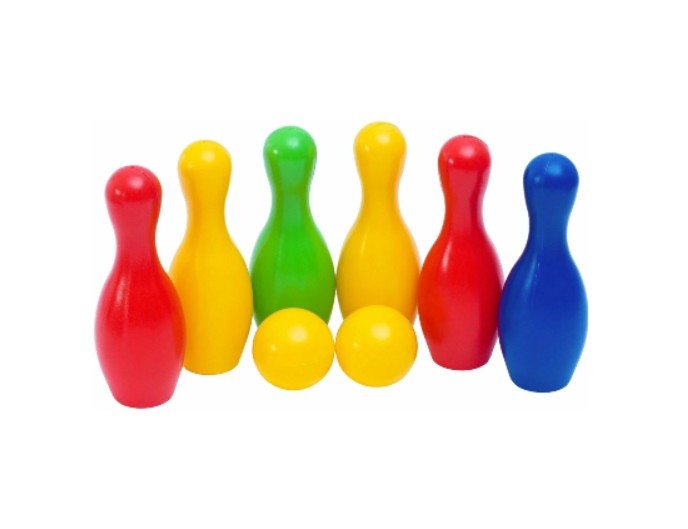 Набор игровой пластиковый «Детский боулинг», 6 кеглей и 2 мяча, 5 кеглей и 1 мяч, Детское издательство «Улыбка»