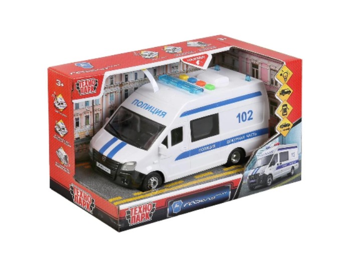 Инерционная металлическая машинка полиции «Газель Next», 22 см, световые и звуковые эффекты, ТМ «Технопарк»