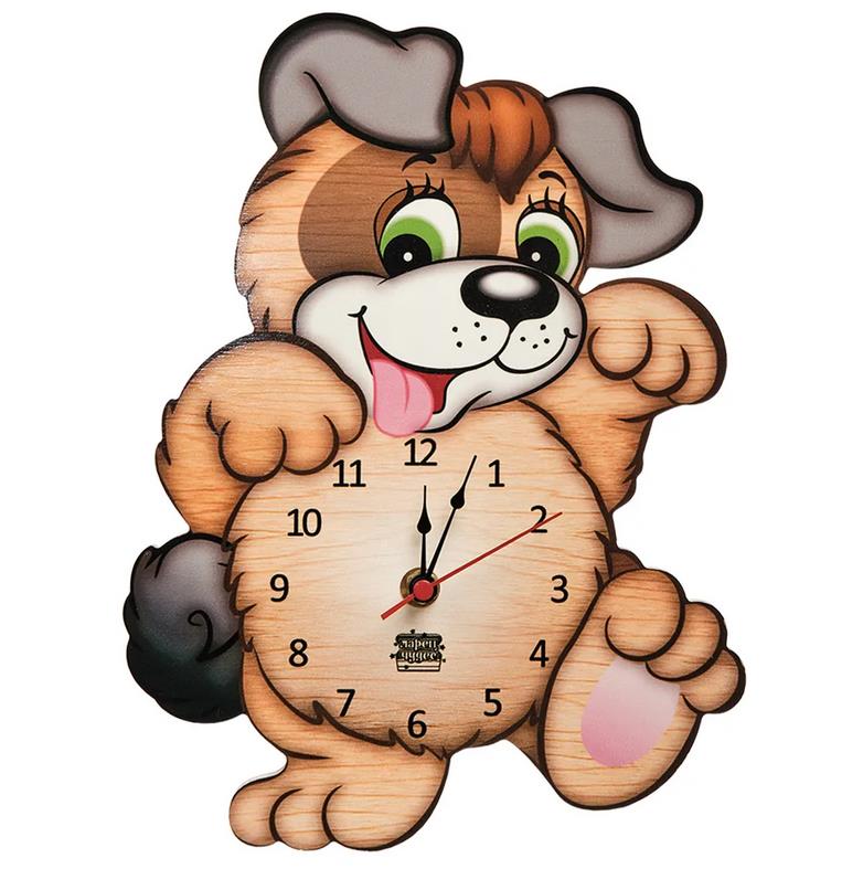 Деревянные часы «Собачка Бон»