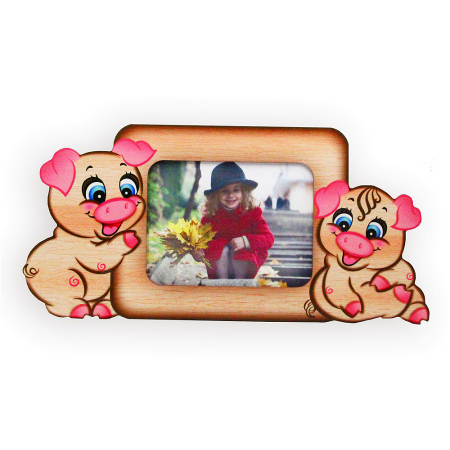 Деревянная фоторамка «Хрюшки»