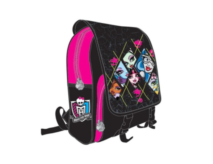 Сумка-планшет черная лаковая, бренд Monster High Lattice