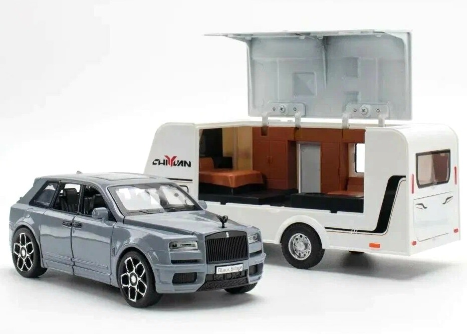 Машинка металлическая «Rolls Royce Cullinan» с прицепом, масштаб 1:32, бренд ChiYvan
