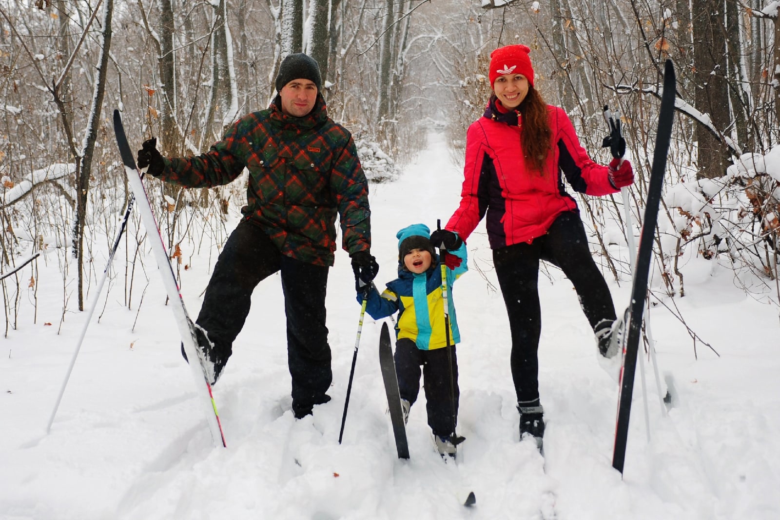 Семейная прогулка на лыжах