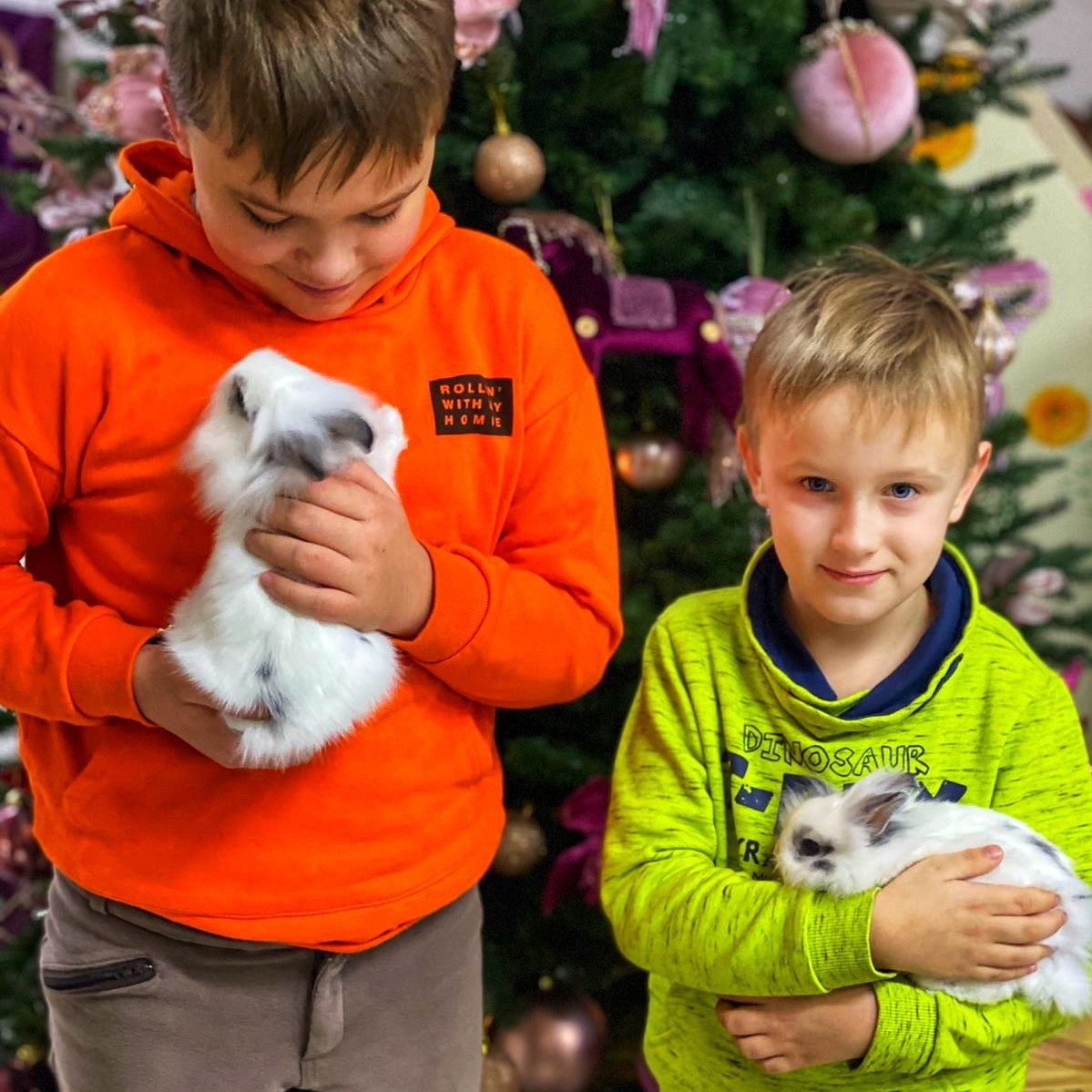 Дети с кроликами