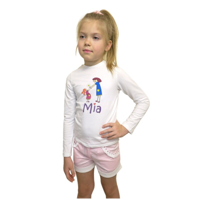 Комплект одежды Mia: шорты со стразами и лонгслив белый