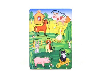 Вкладыш многоуровневый «Домашние животные и птицы», бренд «Сибирские игрушки»