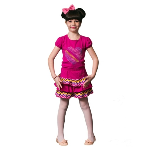 Юбка Mia каскад, принт зиг-заг/фуксия