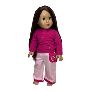 Брюки розовые с сердечками, для куклы, Mia