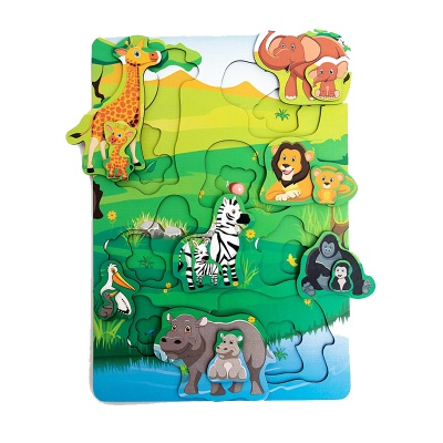 Вкладыш многоуровневый «Дикие животные и птицы», Сибирские игрушки