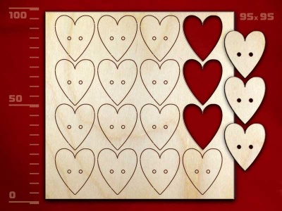 Набор пуговиц «Сердце-2», 16 штук