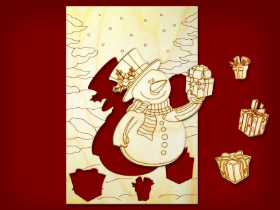 Раскраска-трафарет «Снеговик»