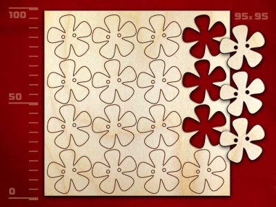 Набор пуговиц «Цветок-3», 16 штук