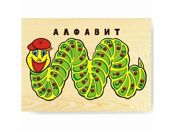 Деревянный пазл «Алфавит - гусеница» серия «Рамки-вкладыши», ТМ «Чудо-Дерево»