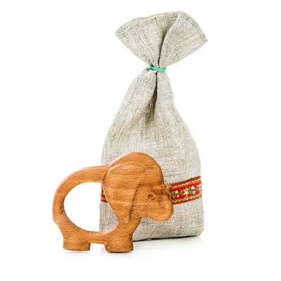 Деревянная погремушка-грызунок «Слонёнок», Царицынская игрушка