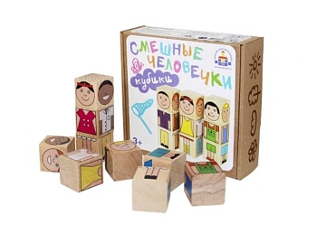 Кубики деревянные дидактические "Смешные человечки“, Краснокамская фабрика деревянной игрушки Кубики деревянные дидактические "Смешные человечки“, Краснокамская фабрика деревянной игрушки