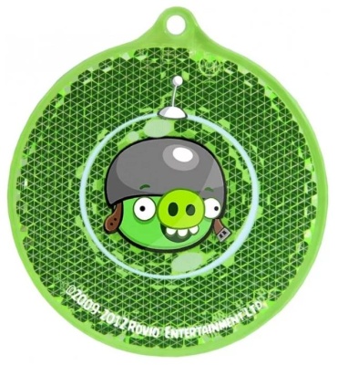 Светоотражатель пешеходный призматический «Angry Birds круглый» зелёный