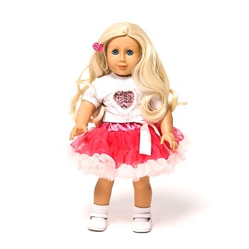 Топ белый с сердцем из пайеток, для куклы, Mia