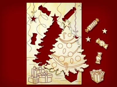 Раскраска-трафарет «Ёлочка»