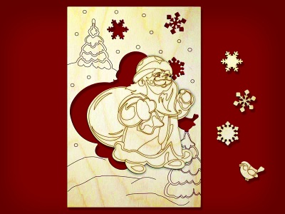 Раскраска-трафарет «Дед Мороз»