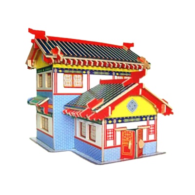 Сборная деревянная модель «Домик сенсея» цветной, Чудо-дерево