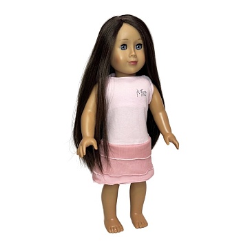 Платье пудровое с шифоном, для куклы, Mia