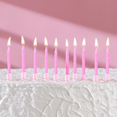 Свечи для торта «Неон» 7 см, розовые