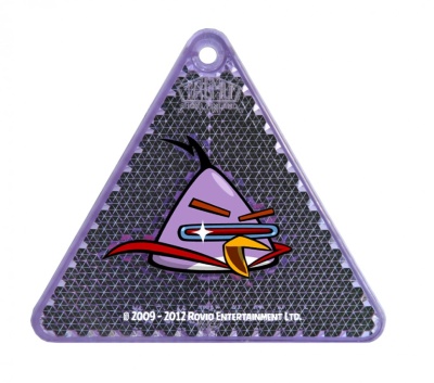 Светоотражатель пешеходный призматический «Angry Birds треугольник» сиреневый