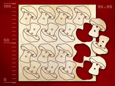 Набор пуговиц «Грибок», 16 штук