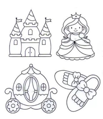 Витражи Mini «Туфельки, принцесса, карета, замок»