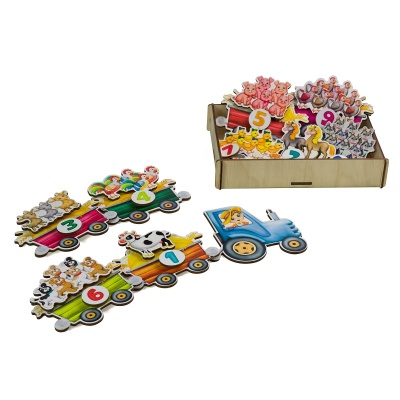 Липучки с вагончиками «Трактор с животными», Сибирские игрушки