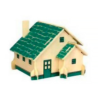 Сборная деревянная модель «Европейский дом» зелёный