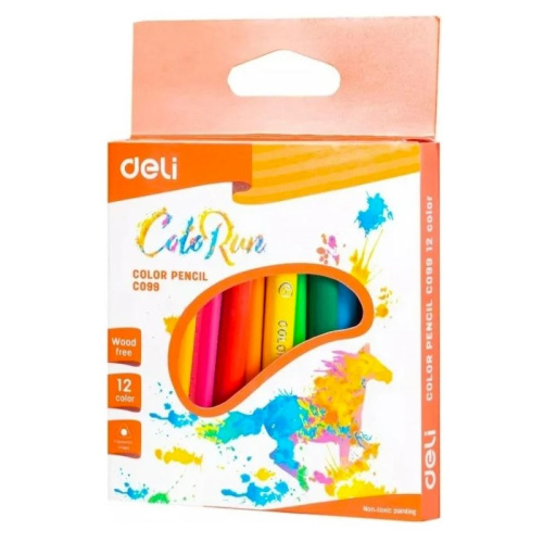 Карандаши Deli ColoRun EC09900 трехгранные, пластик, 12 цветов