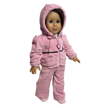 Куртка спортивная, розовый велюр, для куклы, Mia