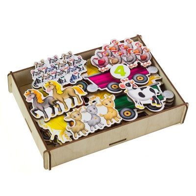 Липучки с вагончиками «Трактор с животными», Сибирские игрушки