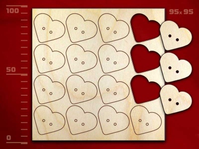 Набор пуговиц «Сердце-1», 16 штук